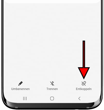 Trennen Sie das Bluetooth-Gerät auf dem Samsung Galaxy.