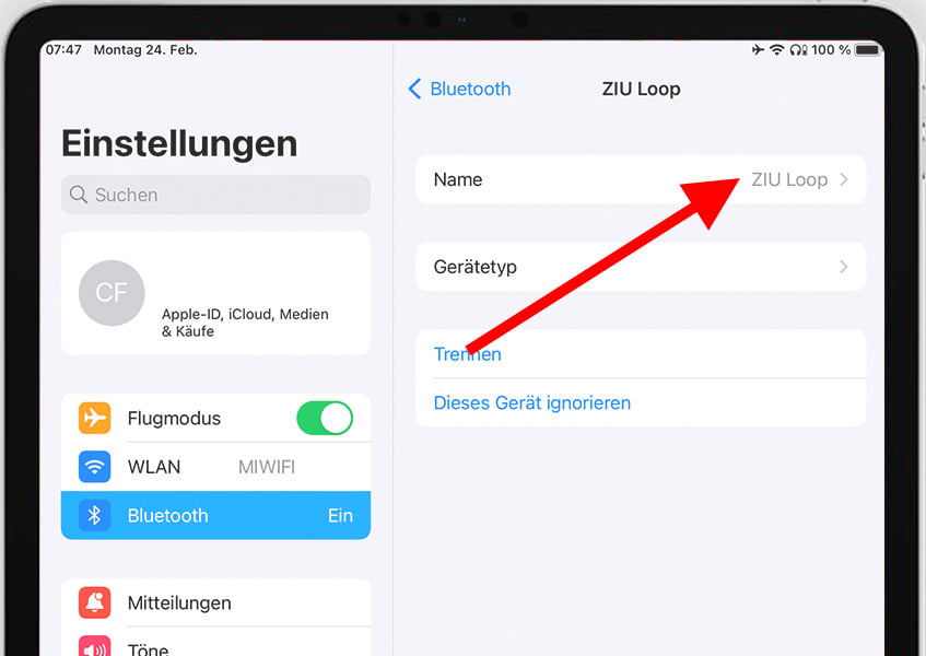 Ändern Sie den Bluetooth-Gerätenamen auf dem iPhone