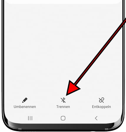 Trennen Sie das Bluetooth-Gerät auf dem Samsung Galaxy.