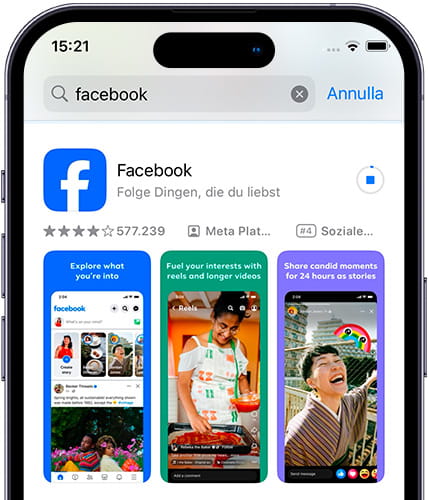 Laden Sie Facebook auf das iPhone