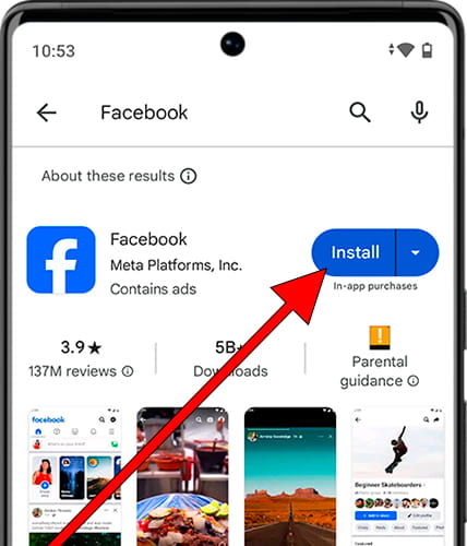 Laden Sie Facebook von Google Play