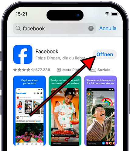 Facebook auf dem iPhone öffnen