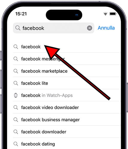 Durchsuchen Sie Facebook bei App Store