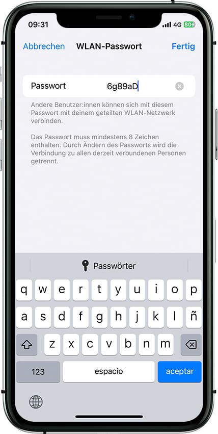 Ändern Passwort Persönlicher Hotspot