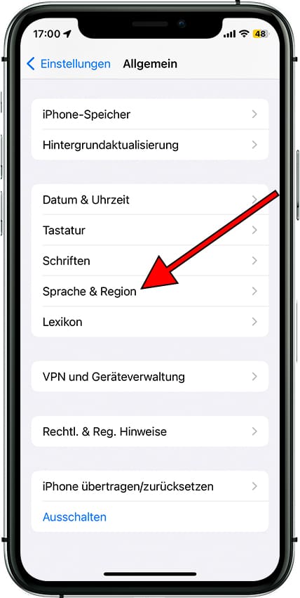 Sprache und Region iOS