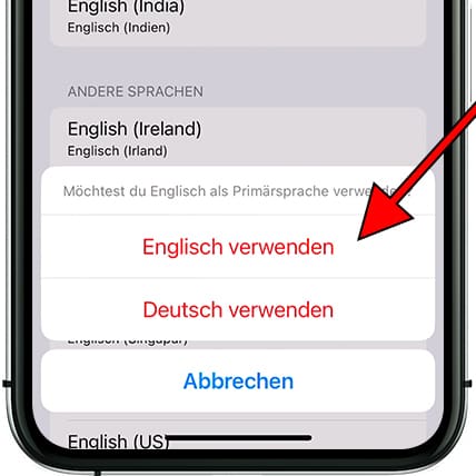 Bestätigen Sie den SprachwechseliOS