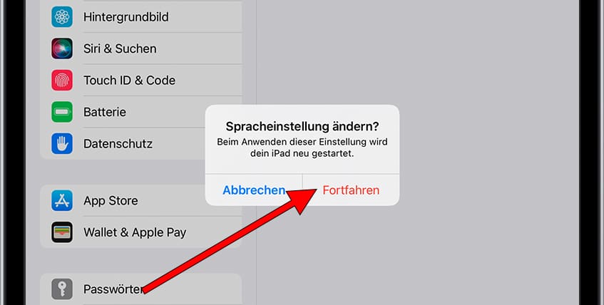 Bestätigung Sprache löschen iOS