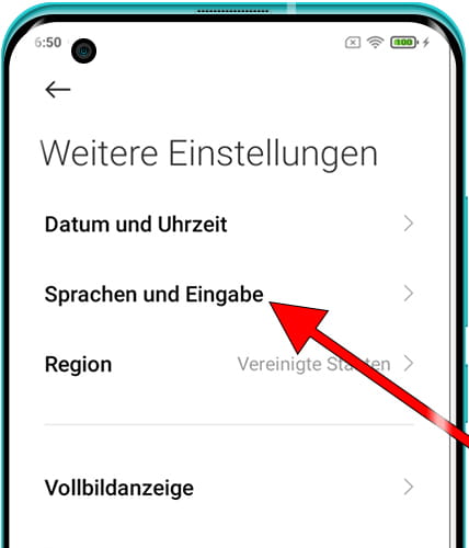 Sprachen und Eingabe Android
