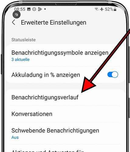Samsung Benachrichtigungsverlauf