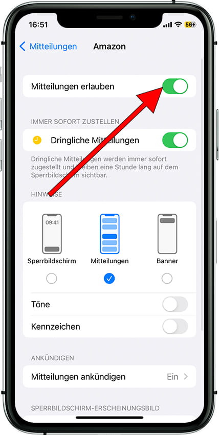 iOS-Benachrichtigungen zulassen