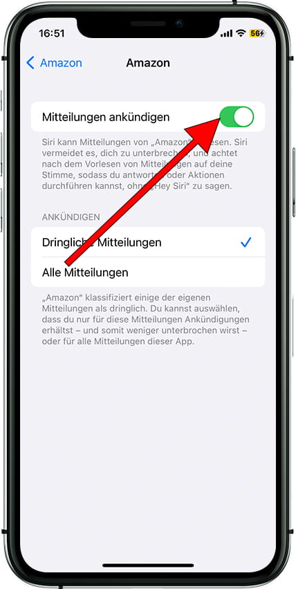 Aktivieren Sie iOS-Benachrichtigungen ankündigen