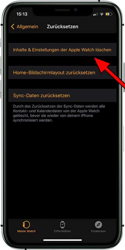 Inhalte und Einstellungen der Apple Watch löschen