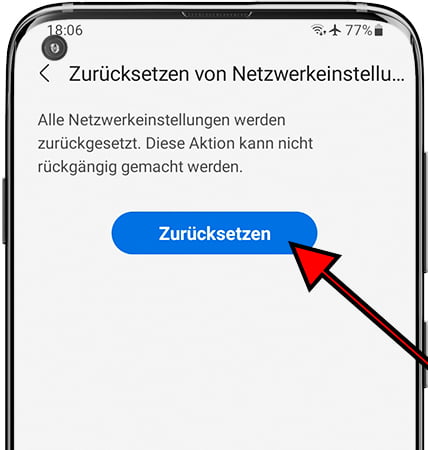 Netzwerkeinstellungen auf Samsung zurücksetzen bestätigen