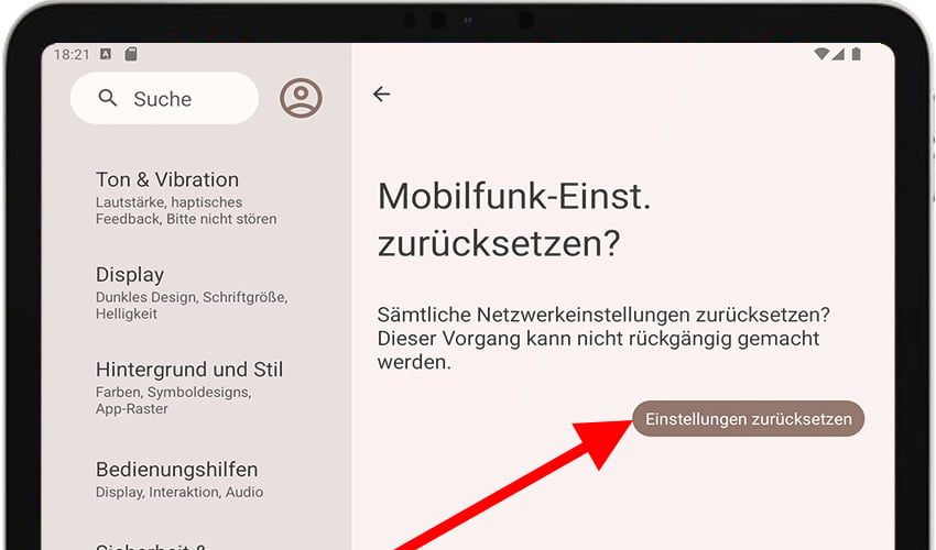 Netzwerkeinstellungen auf Android zurücksetzen bestätigen