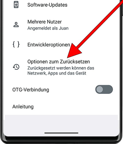 Wiederherstellungsoptionen auf Android