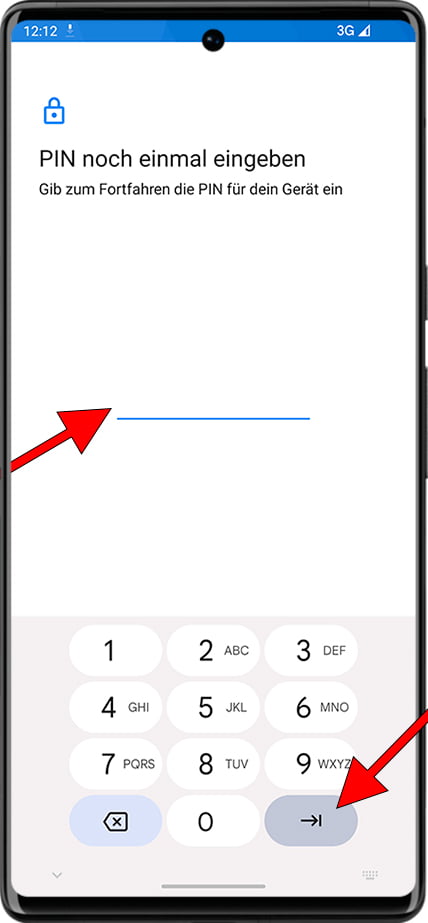 Geben Sie die Entsperr-PIN auf Android ein