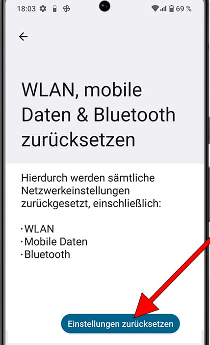 Setzen Sie die Netzwerkeinstellungen auf Android zurück