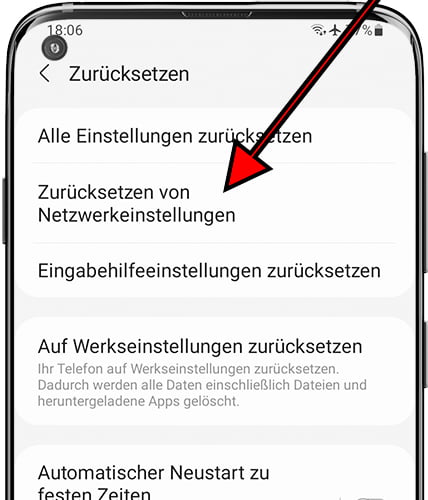 Netzwerkeinstellungen auf Samsung zurücksetzen