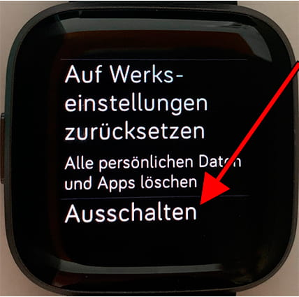 Menü herunterfahren Fitbit