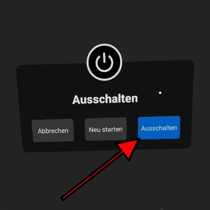 Oculus Quest-Shutdown-Menü