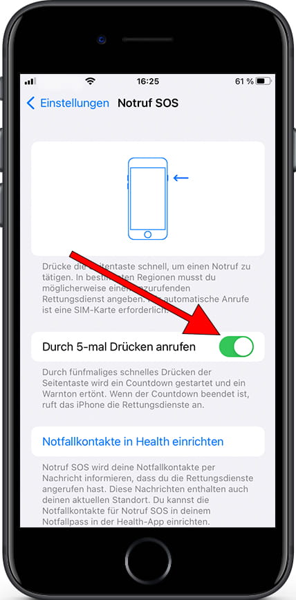 Automatischer SOS-Anruf iPhone