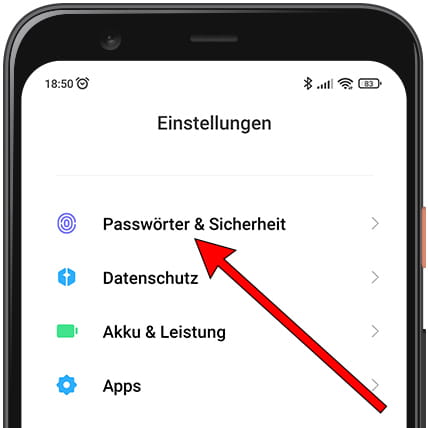 Passwörter & Sicherheit Xiaomi