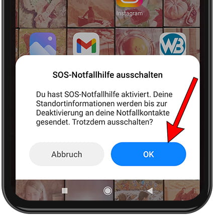 Abbruch des Notrufs bestätigen Xiaomi