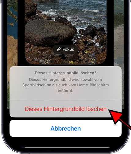 Bestätigen Sie das Entfernen des Hintergrundbilds auf dem iPhone