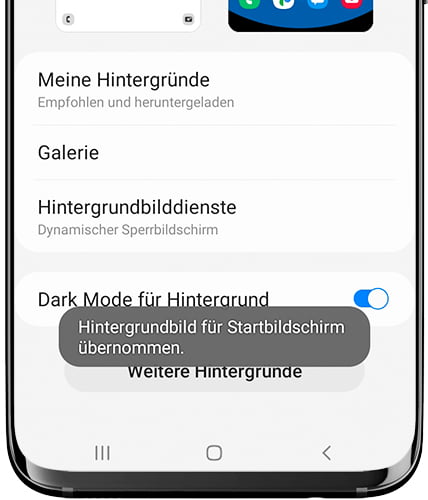 Auf Samsung wurde ein Hintergrundbild angewendet