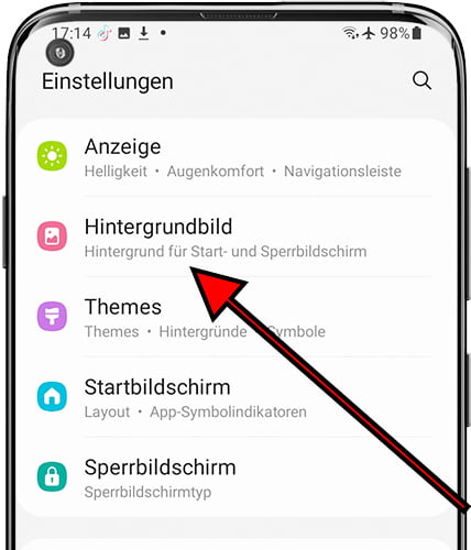 Einstellungen / Samsung-Hintergrund