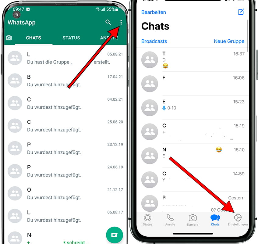 Einstellungen WhatsApp iOS